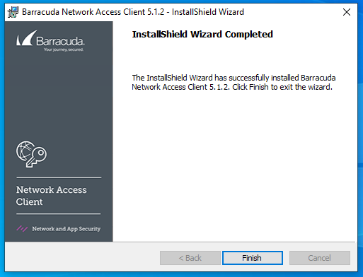 Barracuda InstallShield completed